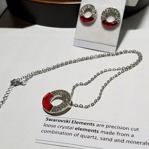 Circle Of Life Pendant Necklace and Earrings Set on silver Rhodium Plated